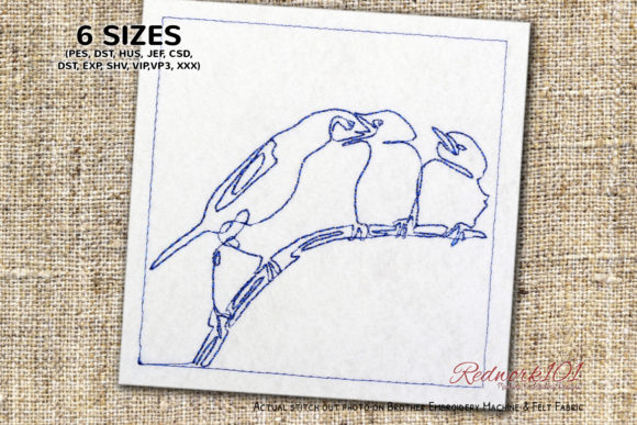 Bird Feeding Her Babies Redwork Review for Boutique Apparel