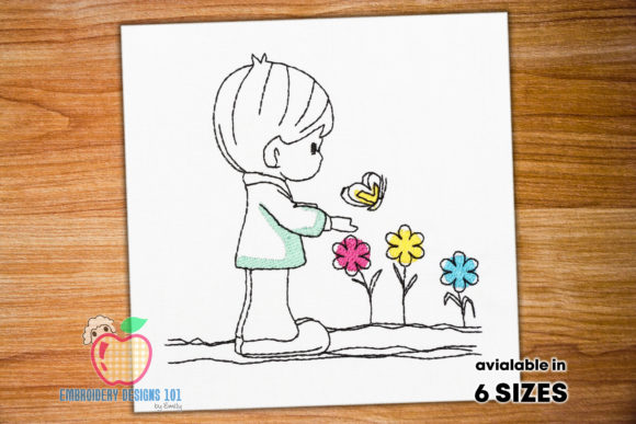 Boy with Butterfly Sketch Embroidery Review