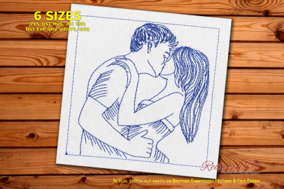 Cute Kiss Couple Redwork Design Review