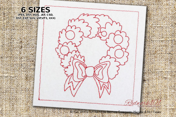 Decorative Holly Wreath Embroidery Design