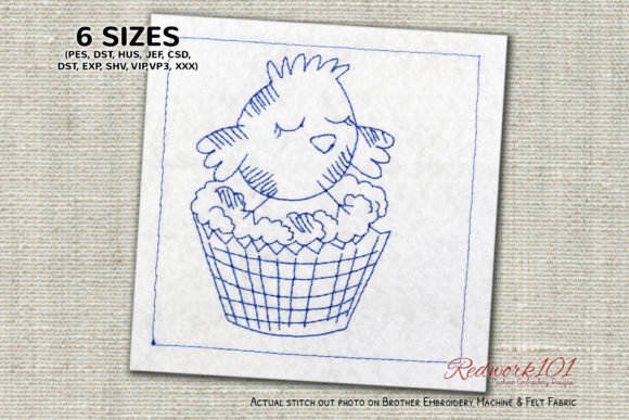 Easter Cup Cake Redwork Design Review