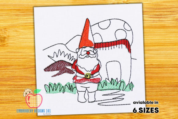Gnome Standing Outside of Castle Embroidery Review
