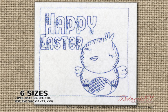 Happy Easter Text Lineart Embroidery Review