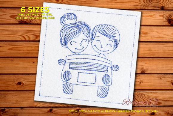 Lovely Couple Driving Car Redwork Review