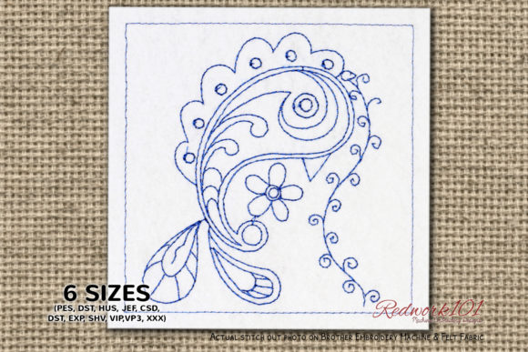 Paisley Pattern Bird Redwork Design Review