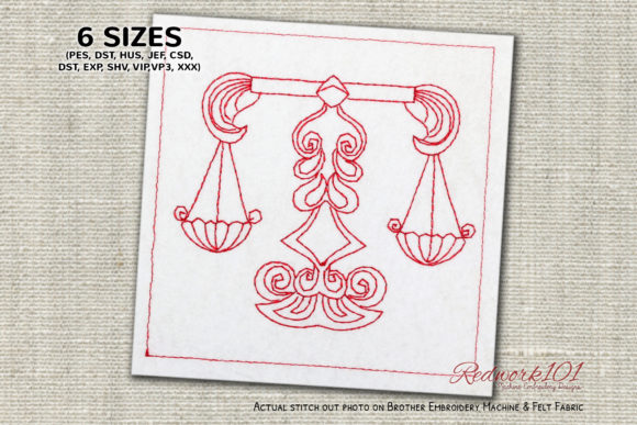 Scale Libra Zodiac Sign Redwork Review